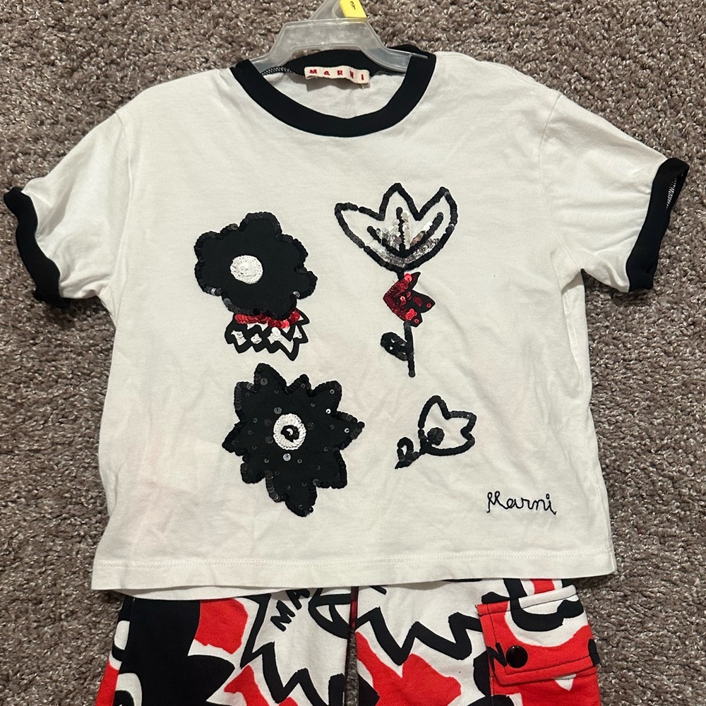 Marni Kids Black and Red Floral Set